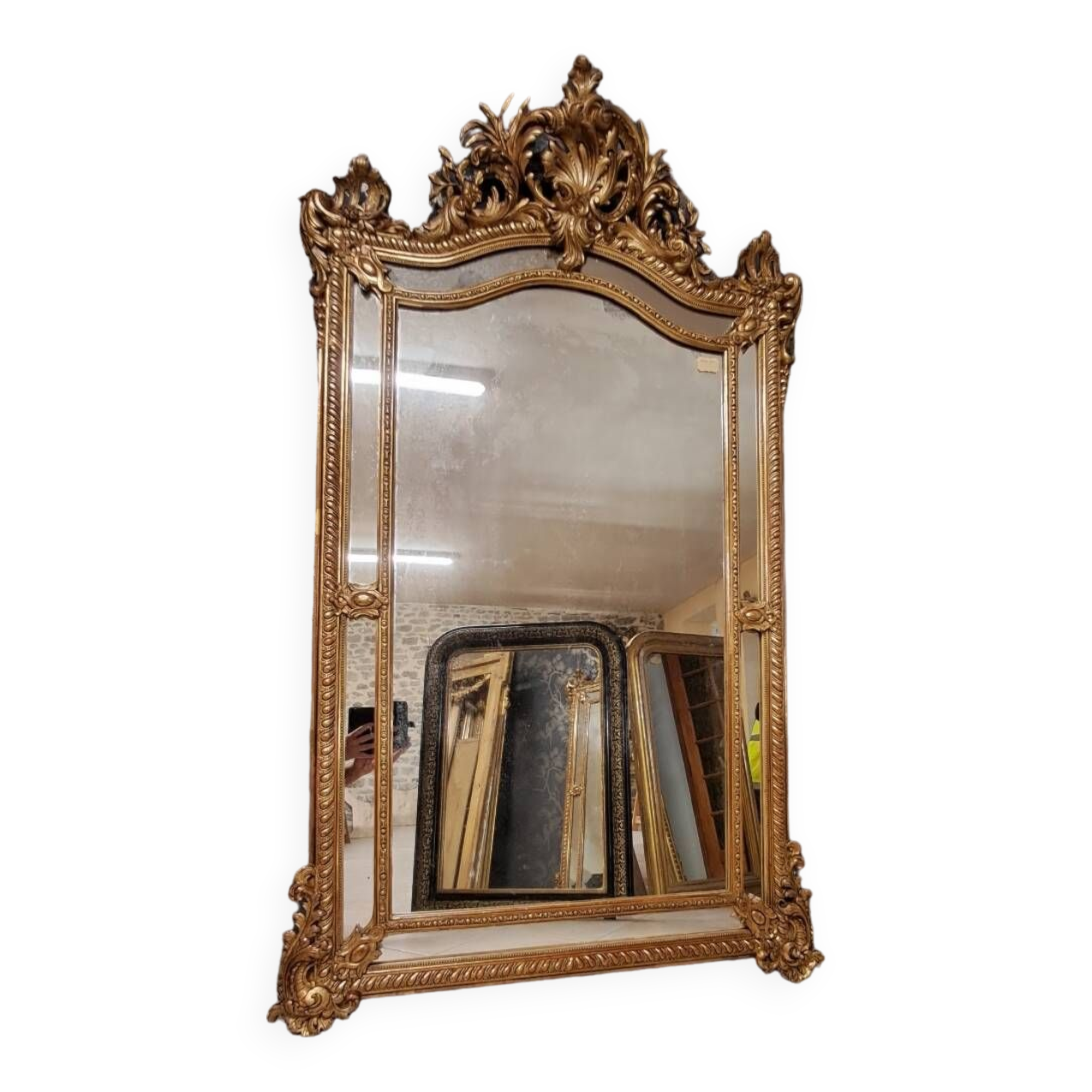 19th century mirror with parecloses 173 x 105