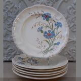 6 Longchamp Marguerite blue earthenware plates