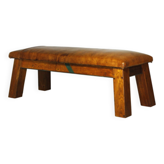 Banc de gymnastique en cuir, années 1950
