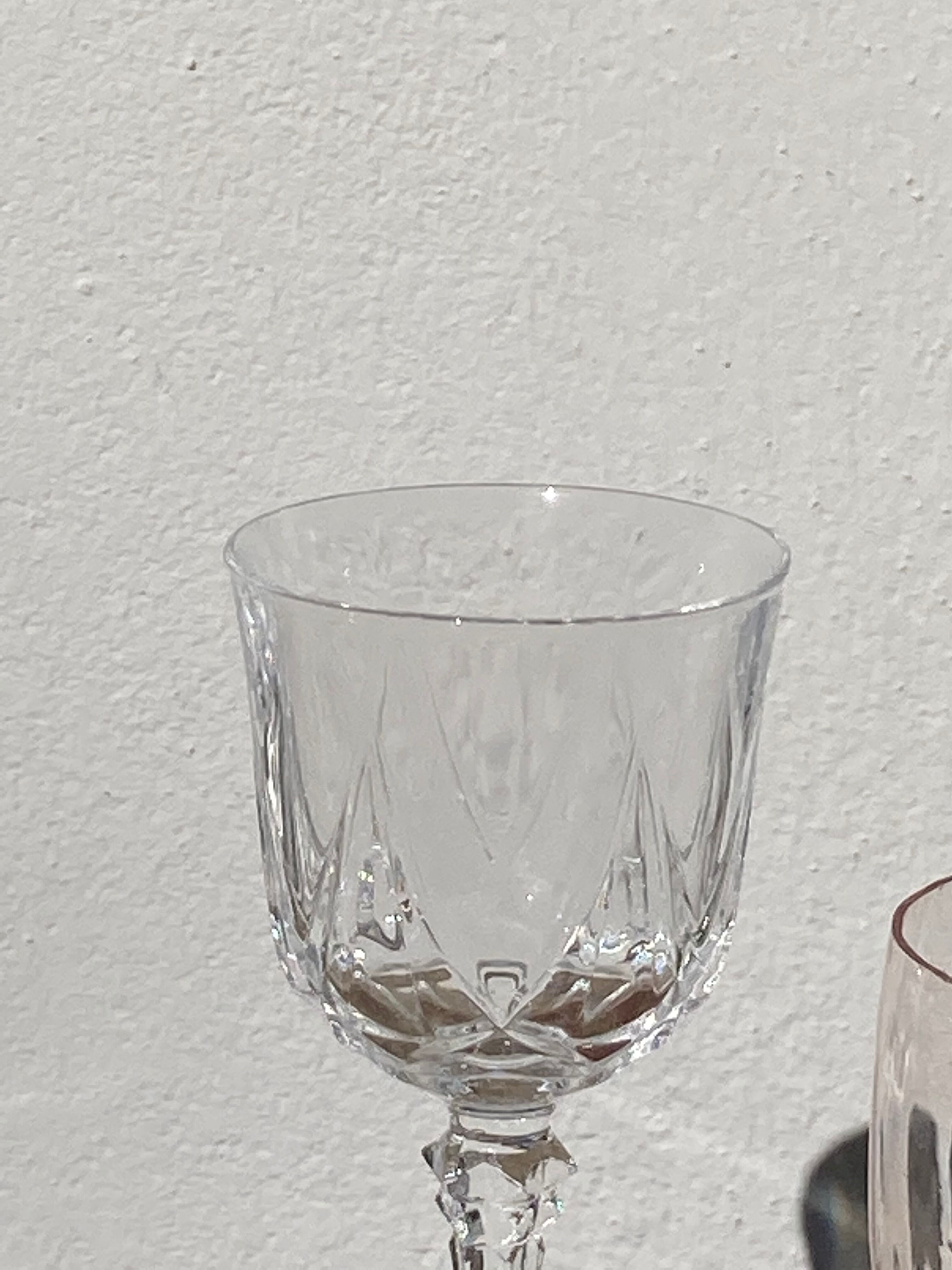 8 antique chiseled crystal stems - classic wine glasses