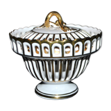 Bonbonnière en faïence ajourée de Malicorne à Bourg-Joly signée Emile Tessier