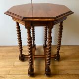 Pedestal table with octagonal tray in turned walnut