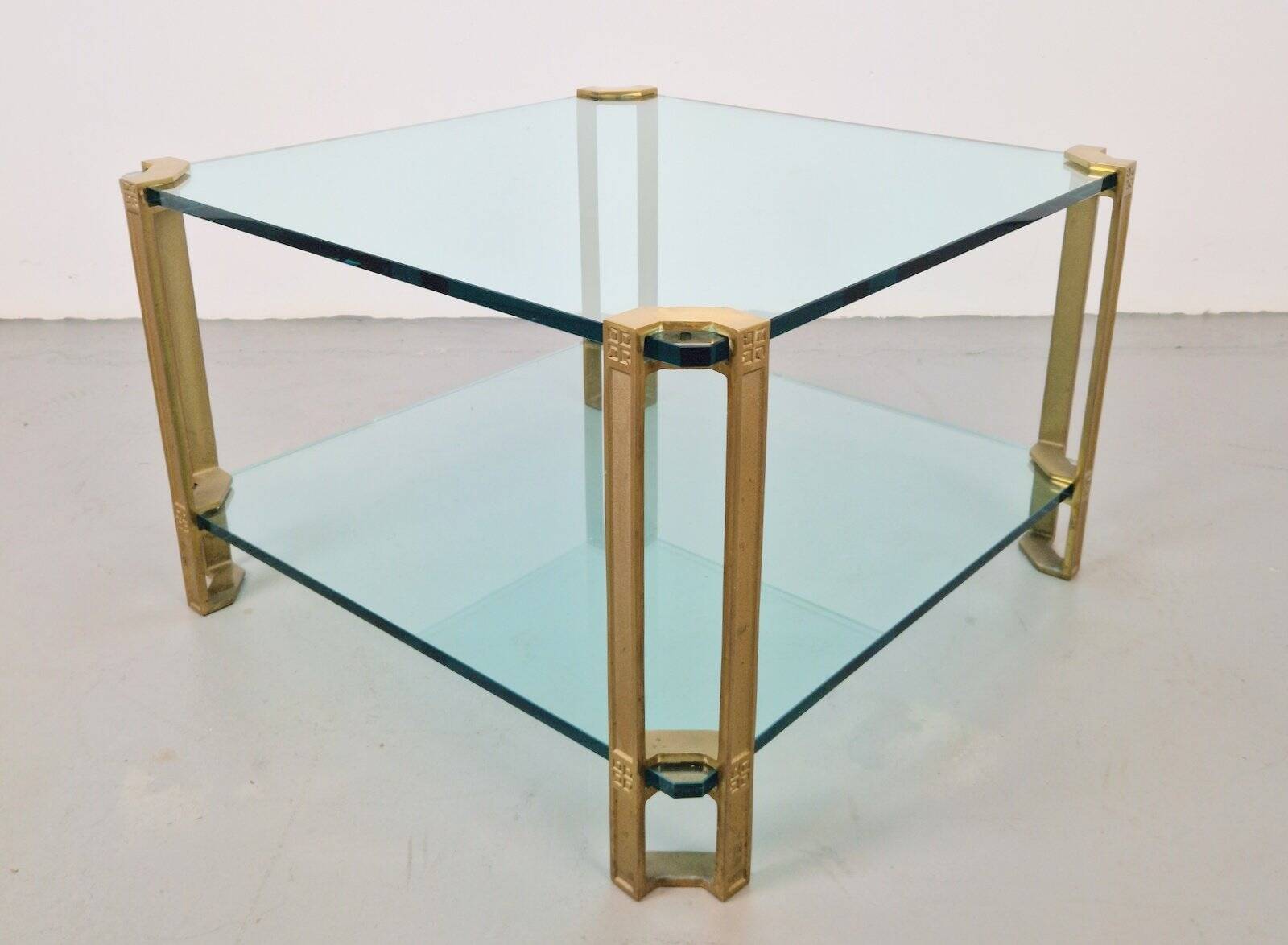 Regency Model T24 Coffee Table in Brass and Glass by Peter Ghyczy, 1970s