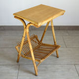 Porte vinyles/revues rotin bambou vintage