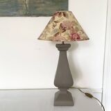 Turned wood lamp