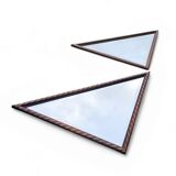 2 x miroirs triangulaires en bois de chêne / bords coupés à facettes