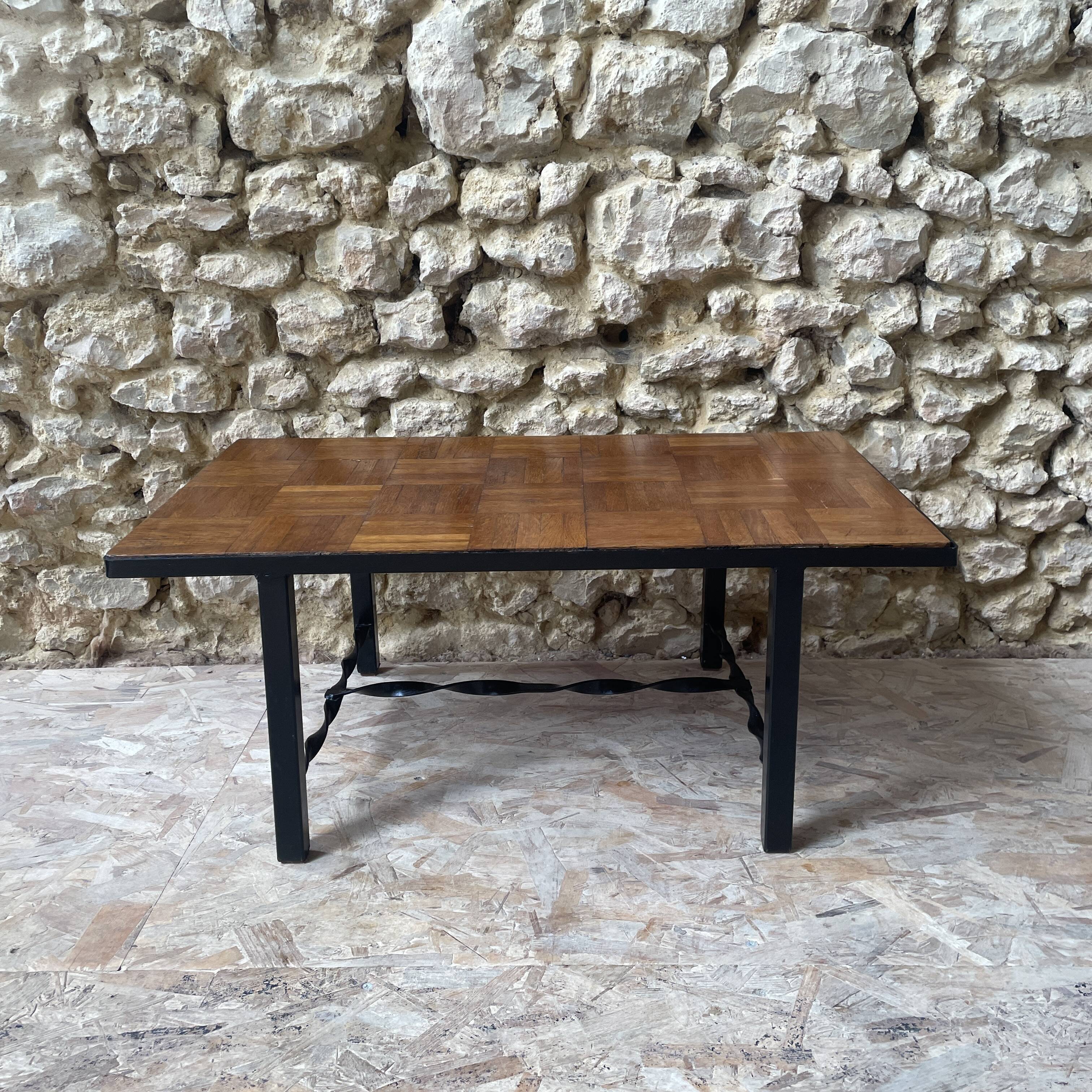 Marquetry wooden top coffee table