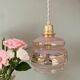 Suspension tulipe vintage art déco en verre rose et doré