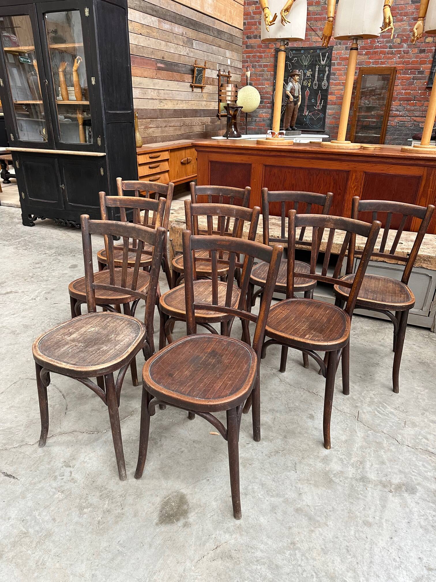 Suite of 9 bistro chairs from the early 20th century