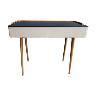 Writing desk table with Black Opaxit glass top 1960s