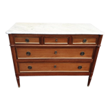 Louis XVI accajou chest of drawers and white marble