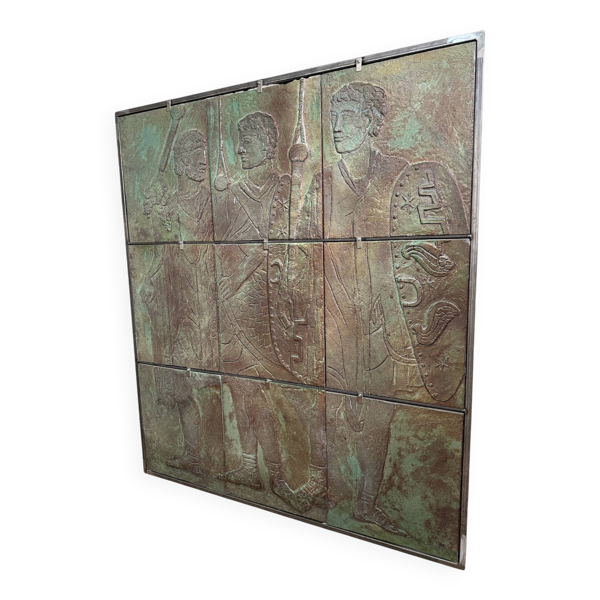 Panneau bas relief en grès émaillé décor à l'antique