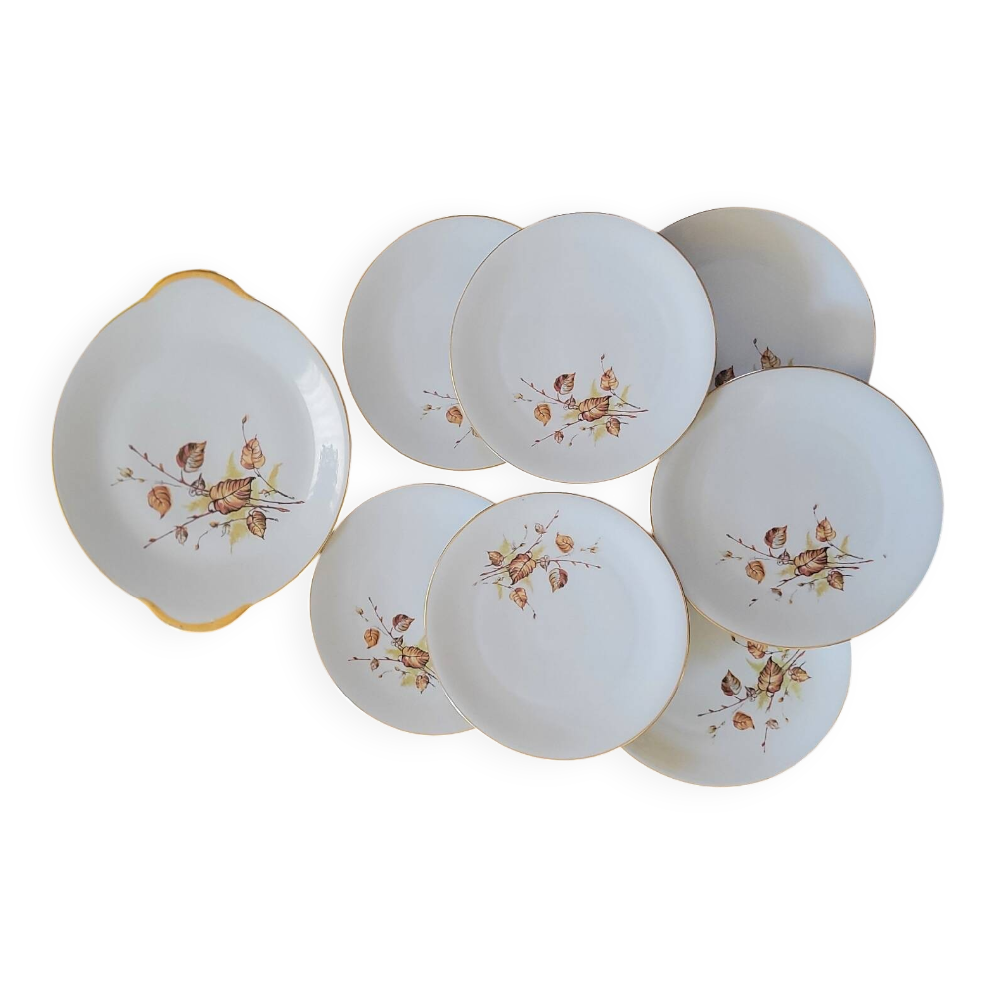 Assiettes à dessert & Plat Porcelaine Royal Émail de Vierzon