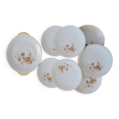 Assiettes à dessert & Plat Porcelaine Royal Émail de Vierzon