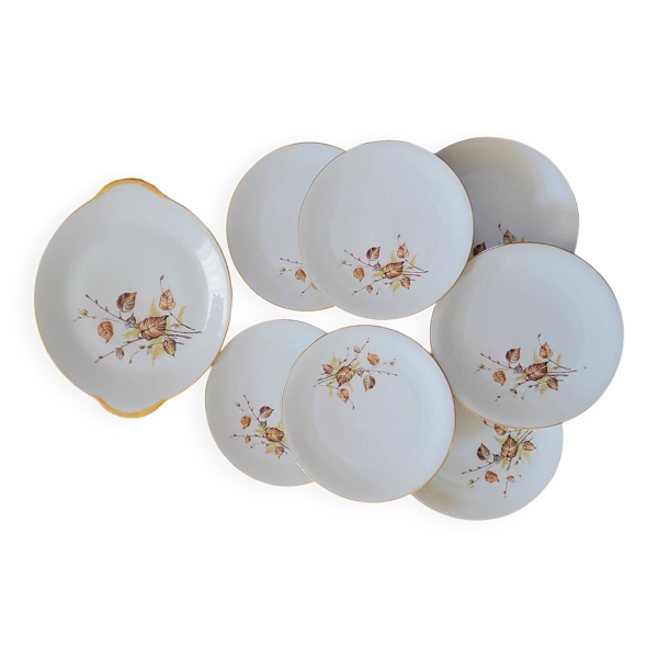 Assiettes à dessert & Plat Porcelaine Royal Émail de Vierzon