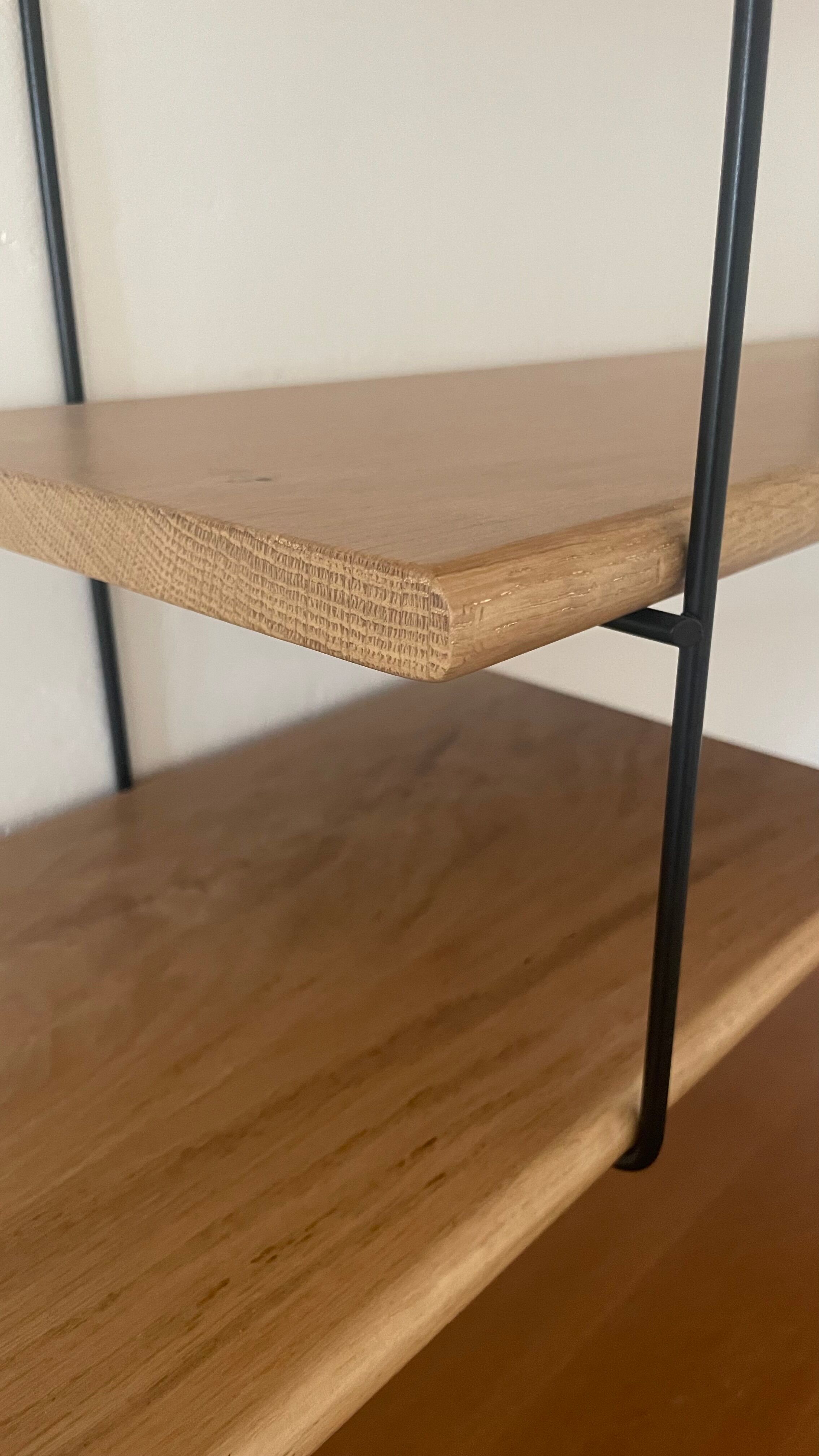 Scandinavian oak and steel shelf