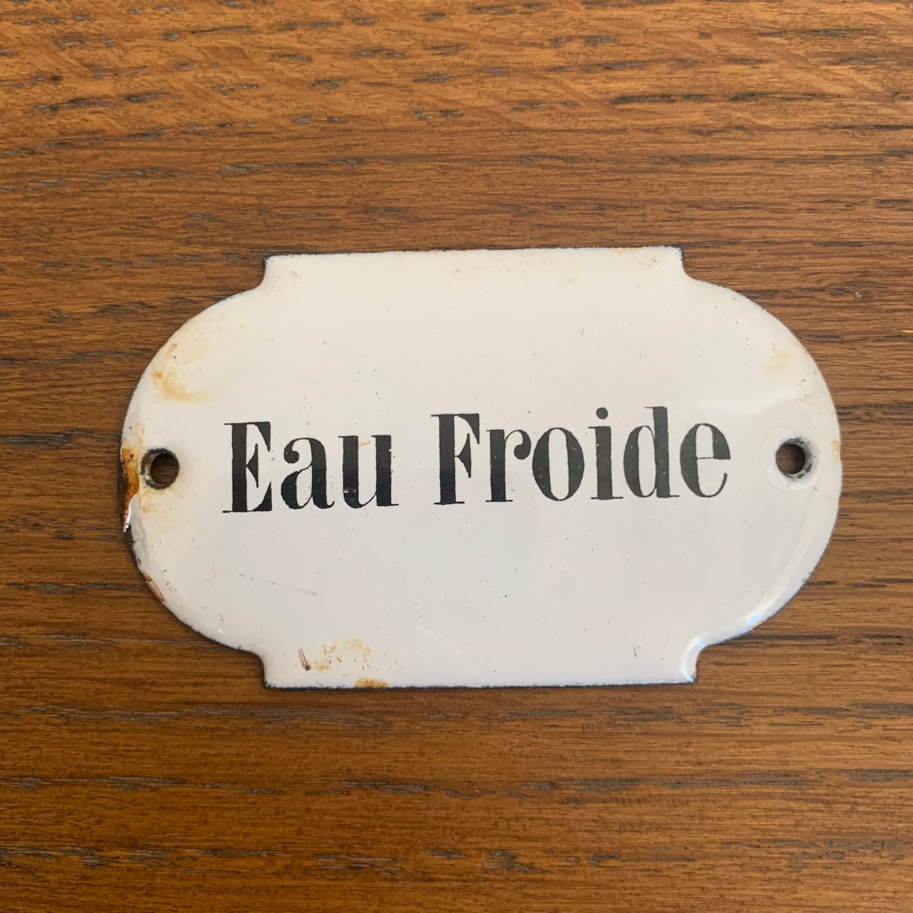 Plaque émaillée « Eau froide »