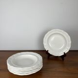Set of 6 Gien deep plates, Coquille model, 1970/80, off-white