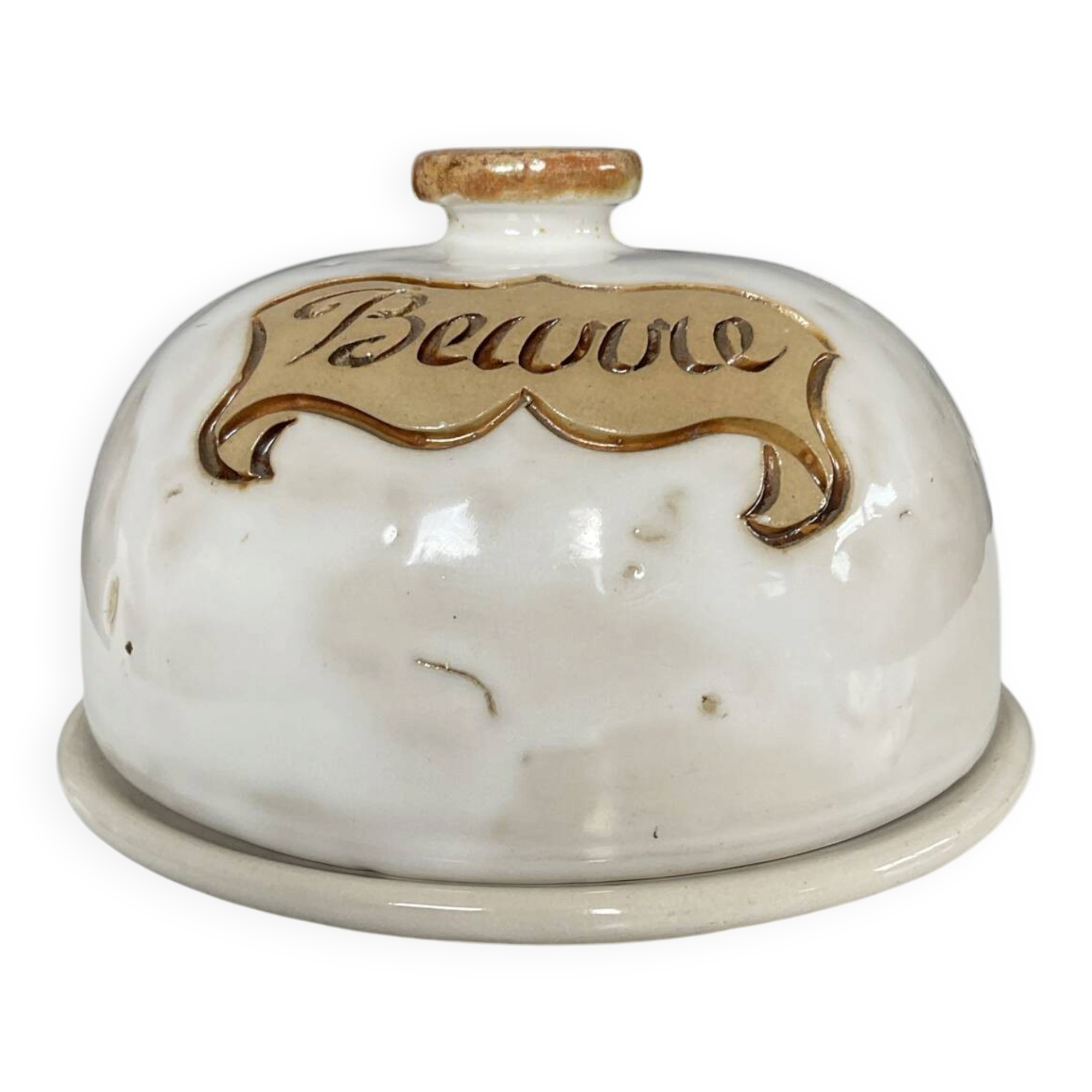 Beurrier à cloche vintage en barbotine