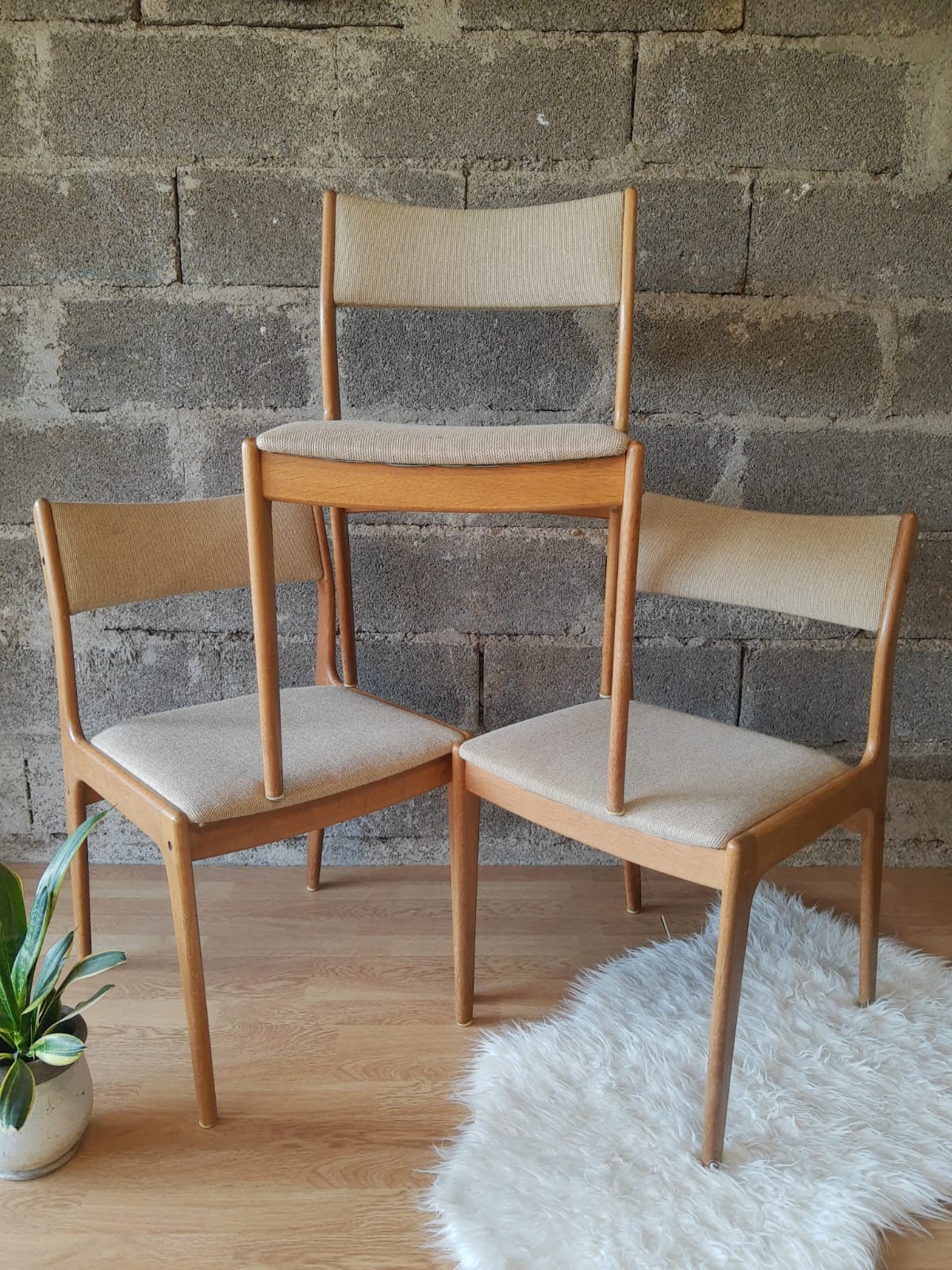 Set of 3 Danish Scandinavian chairs Uldum Mobelfabrik 7171