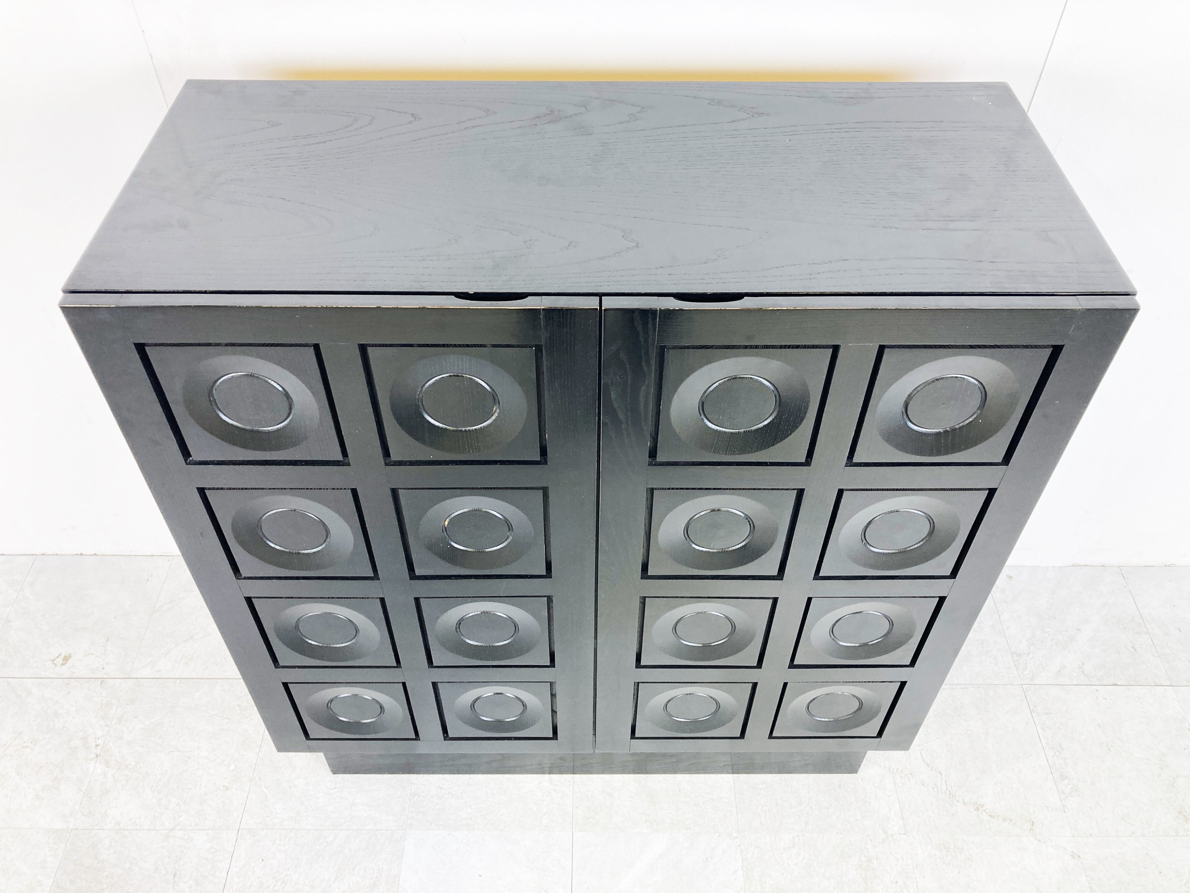 Black brutalist bar cabinet, 1970s