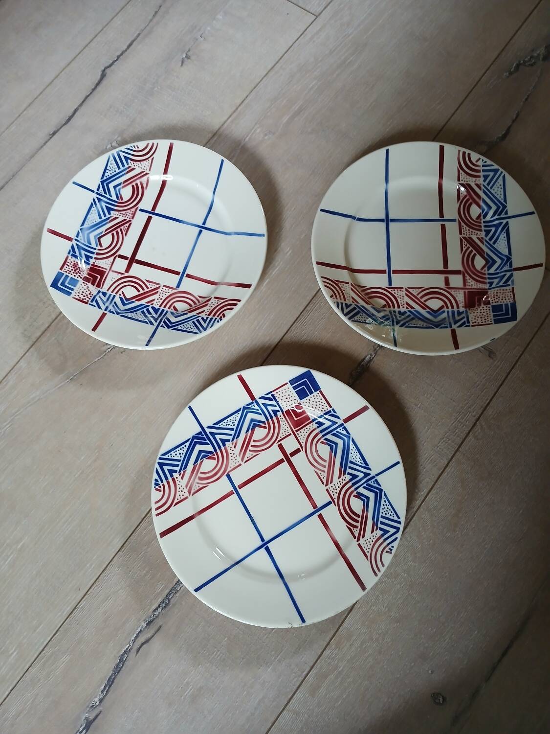 3 old Badonviller dinner plates