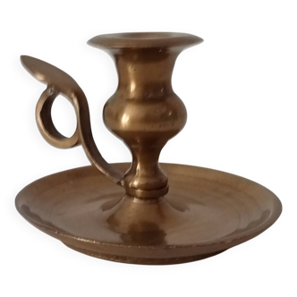 Antique cellar rat hand candle holder in solid gilded brass