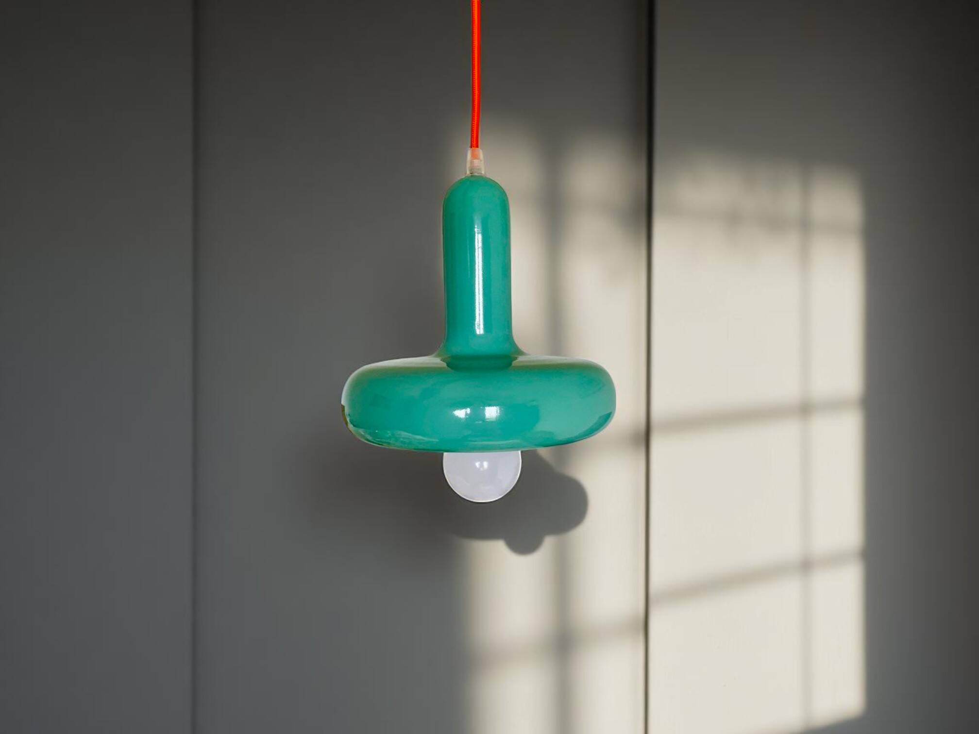 Green metal pendant light