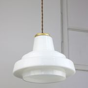 Mid-century Brass and Opaline Pendant Lamp, Italy