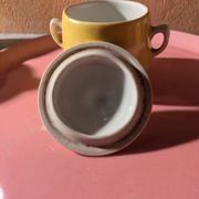 6 petits pots de crème en porcelaine de limoges avec plateau