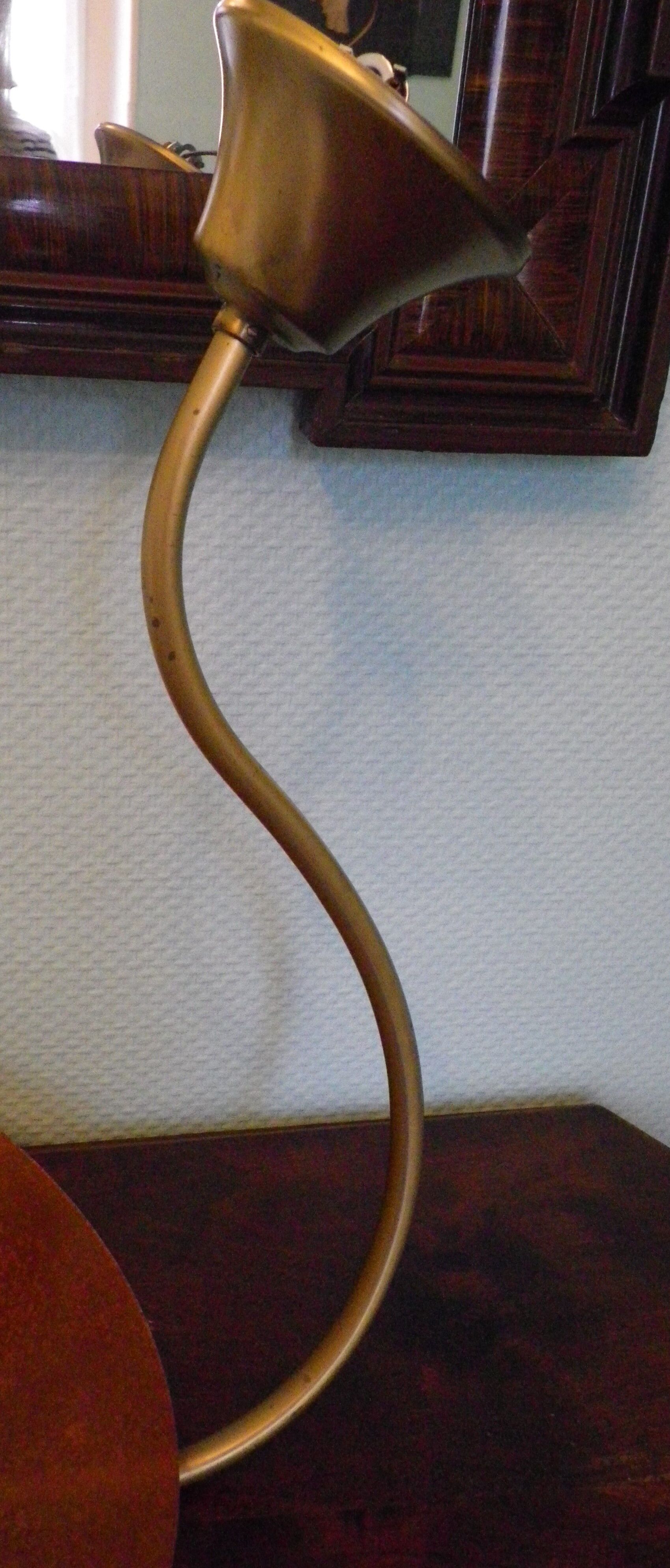 Asymmetrical hanging lamp with orange lampshade 70s/80s