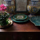 Large Hand-Painted Ceramic Double Handled Vases,  France, Set of 2