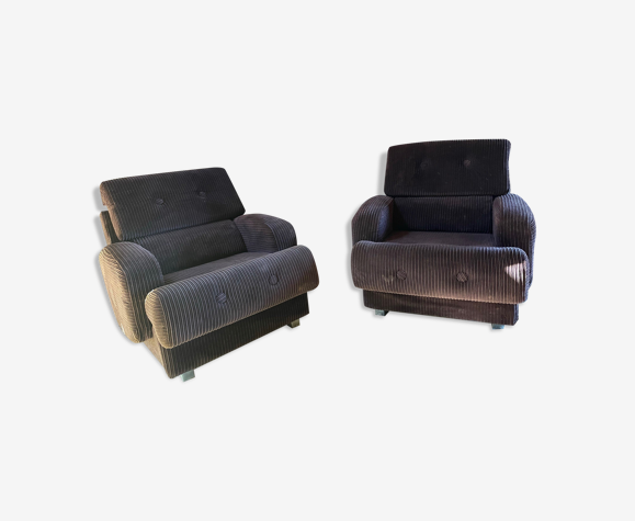 Fauteuils vintage en velours