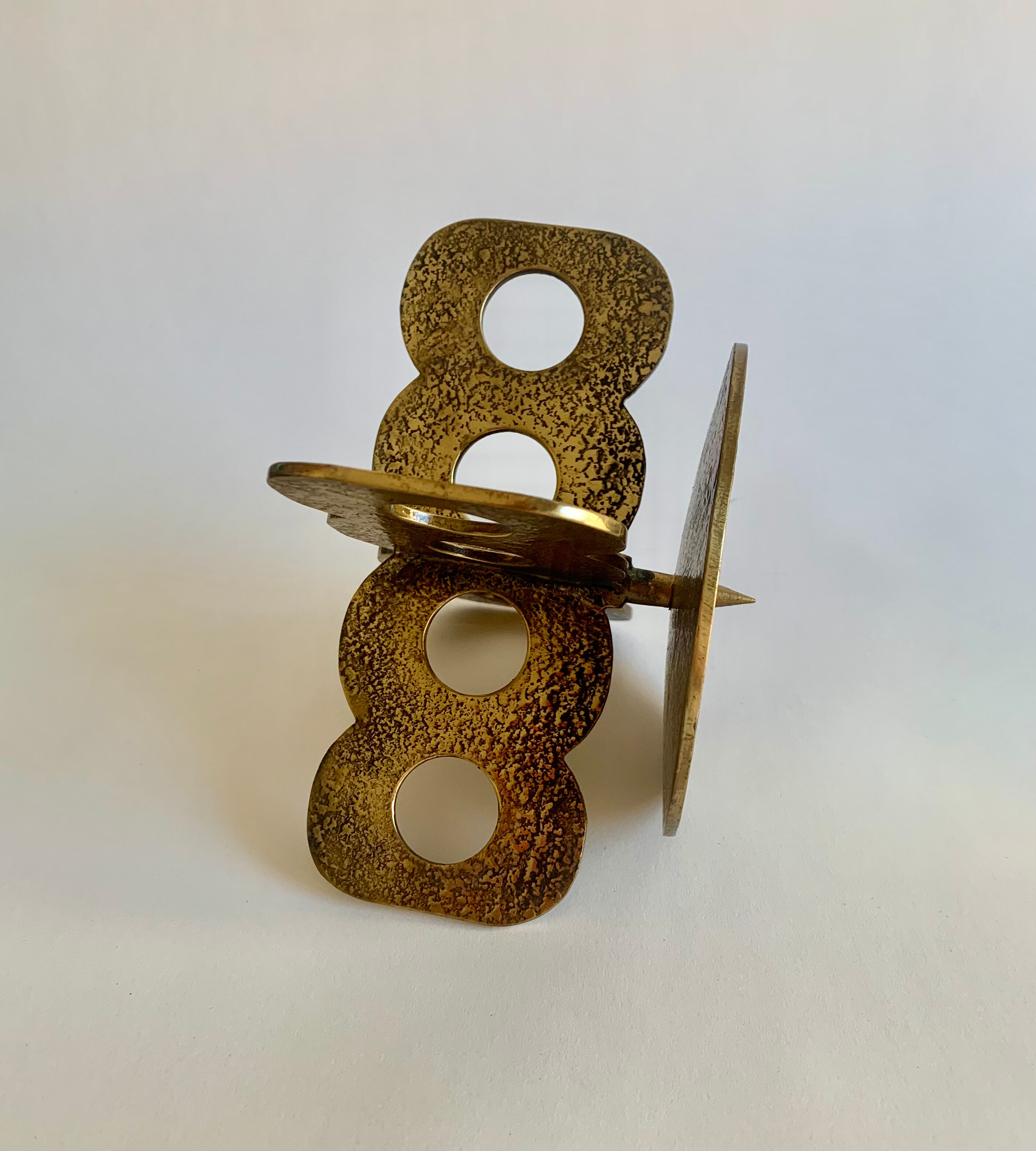 Brutalist bronze candleholder, 1970s