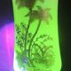 Opaline vase with palm tree decoration in gold (ouraline)