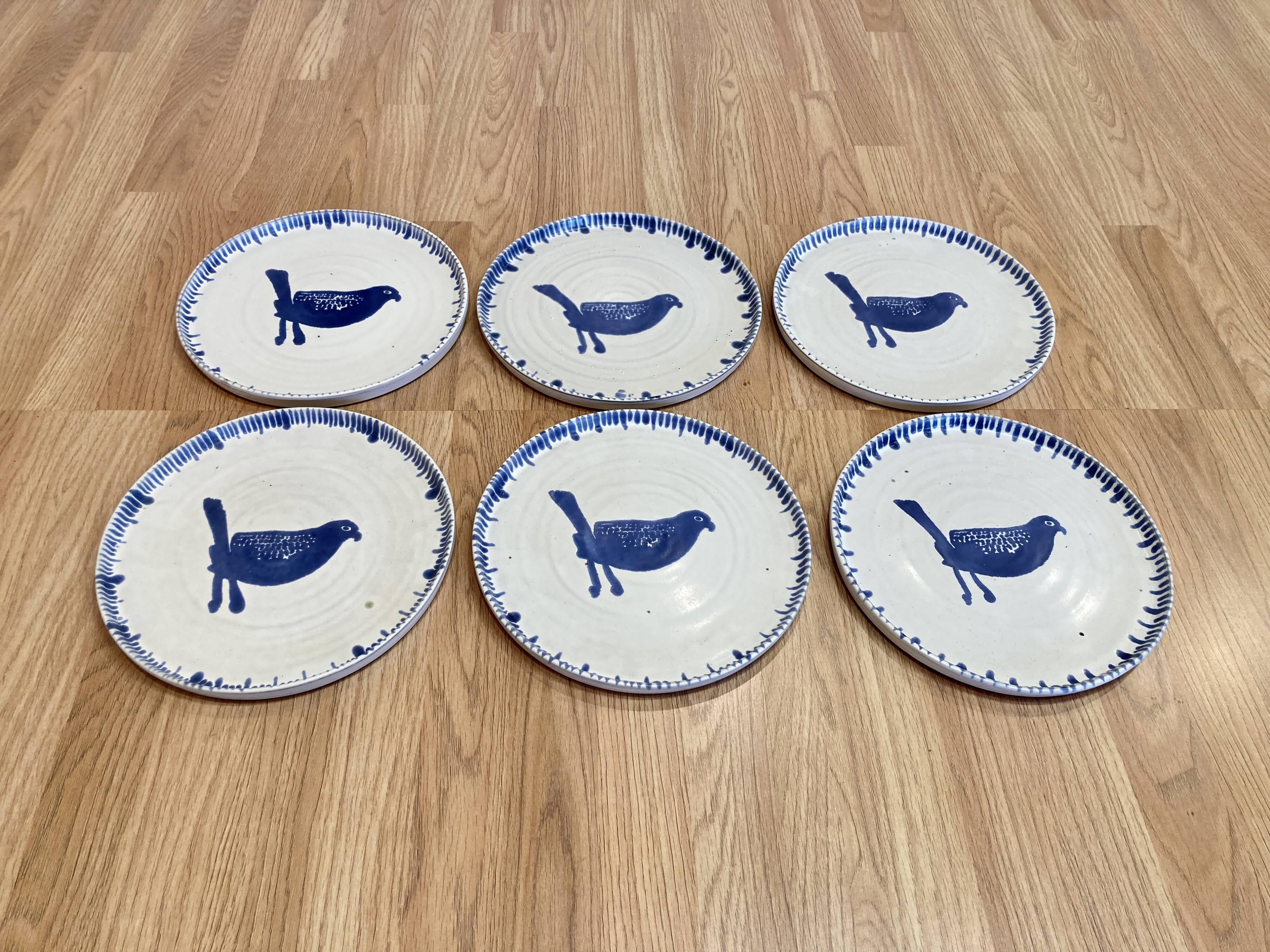 Set of 6 plates, entirely handmade.