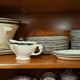 complete service in yellow earthenware Ainay Salin France