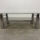 Chrome metal and smoked glass coffee table, 70s