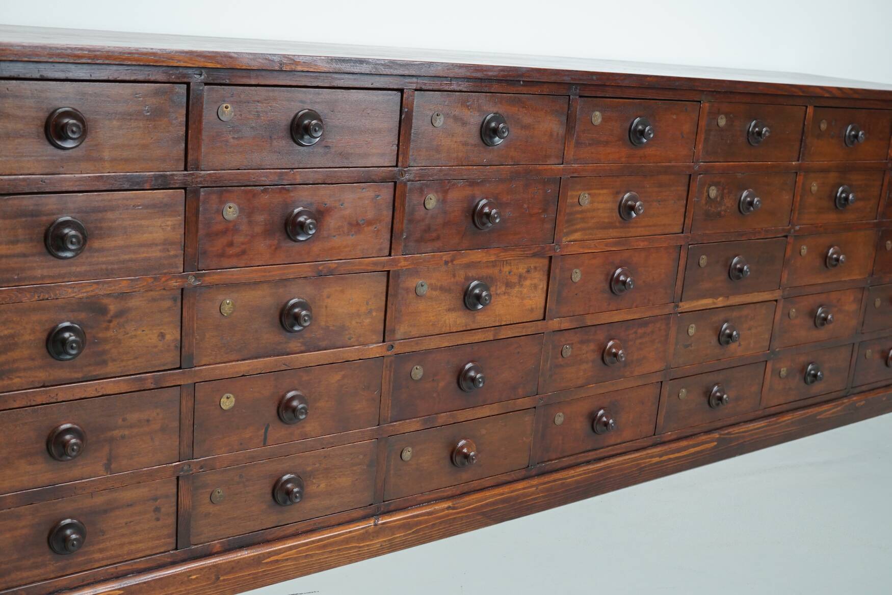 Very Large Antique Hardwood Apothecary Cabinet / Bank of Drawers, ca 1900