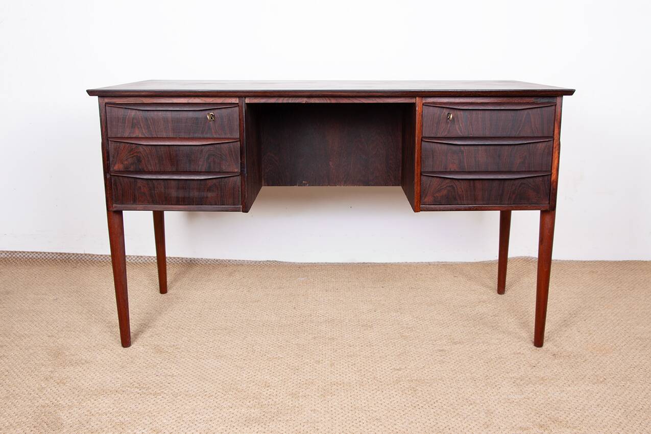 Bureau danois en palissandre et piètement en teck, Johannes Andersen 1960