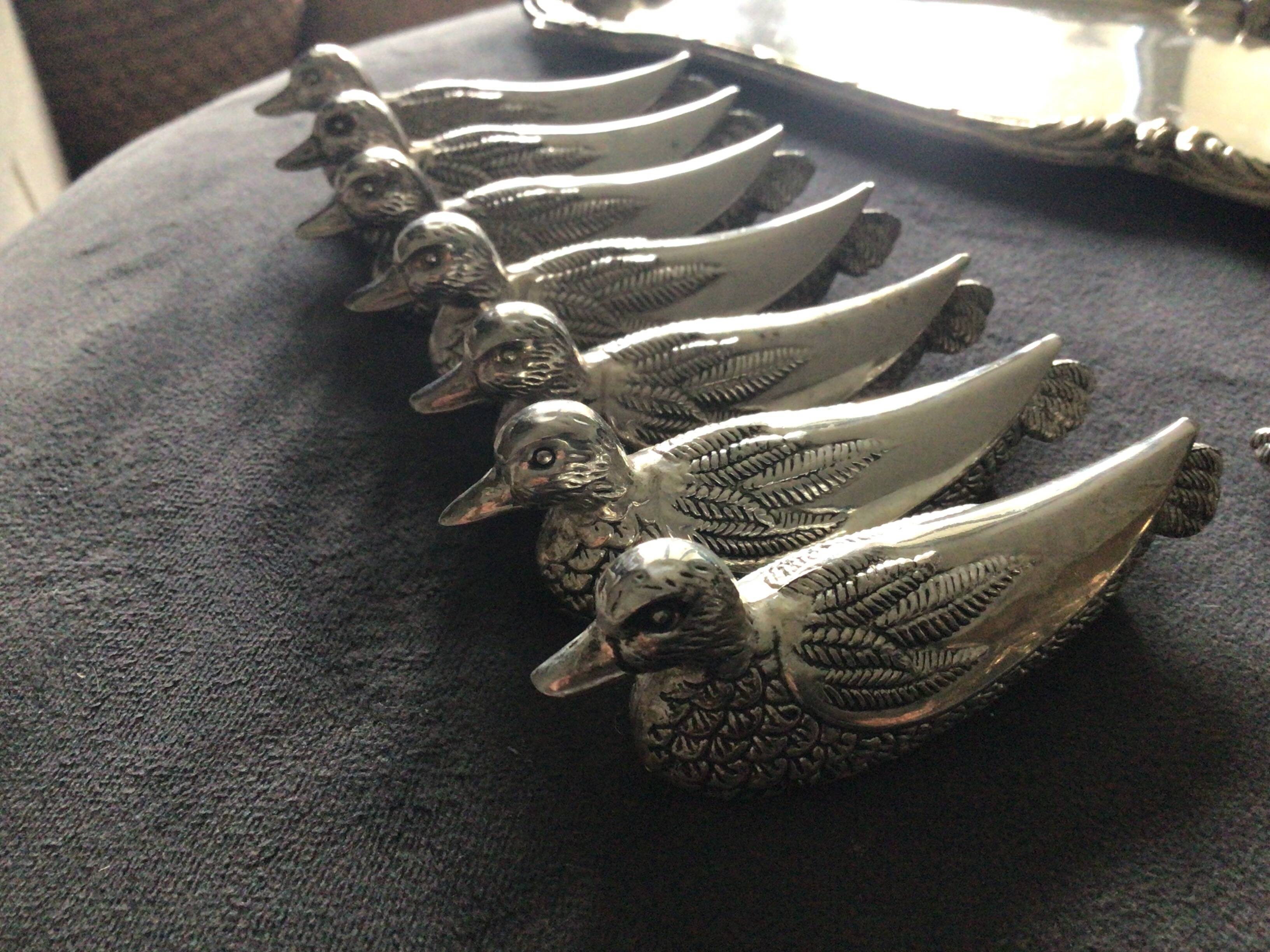 7 porte-couteaux canards et 7 porte-noms canards marque Sileà