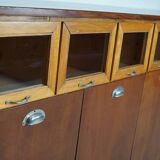 Vintage Dutch Beech & Oak Haberdashery Shop / Grain Cabinet, 1950s