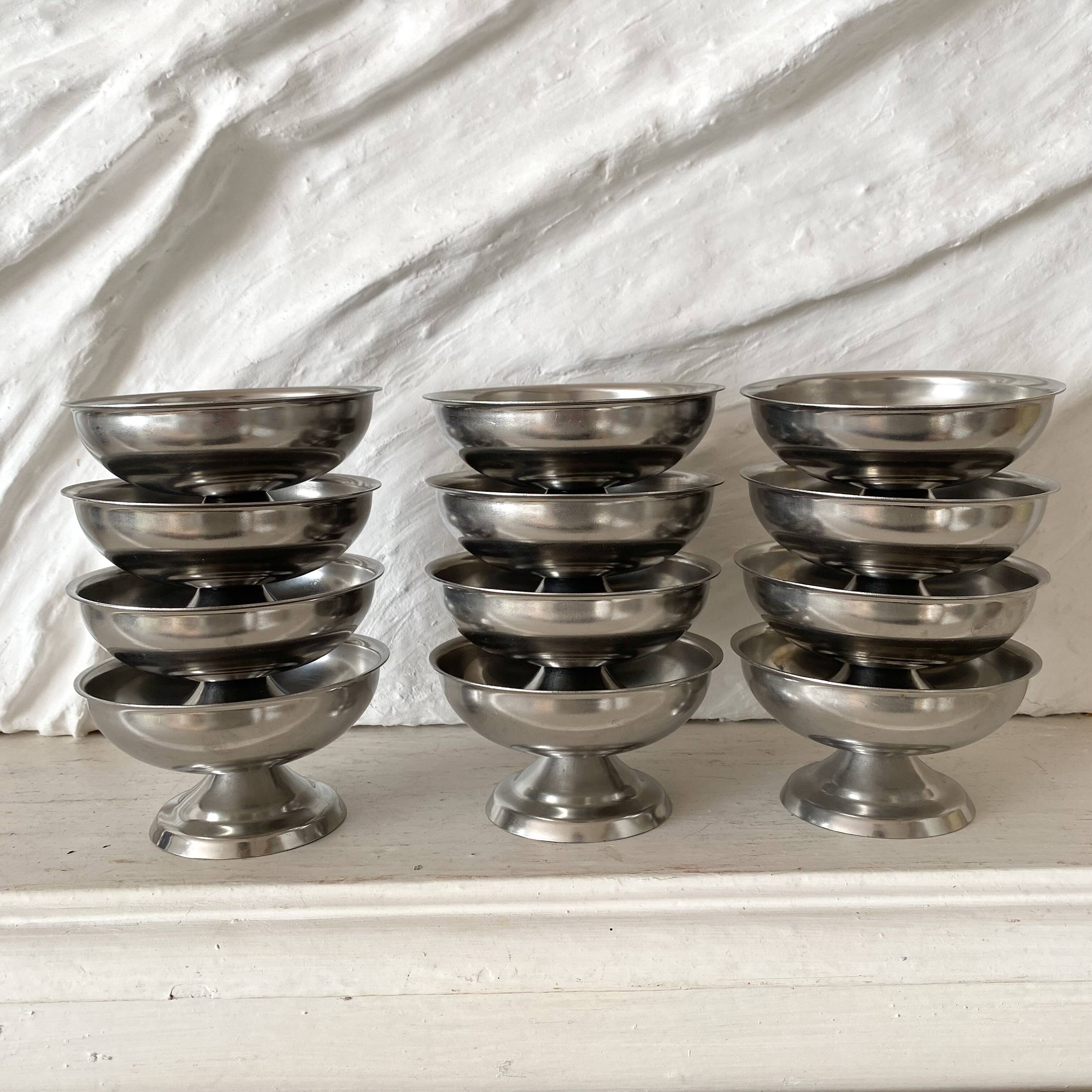 Stainless steel ice cream bowls