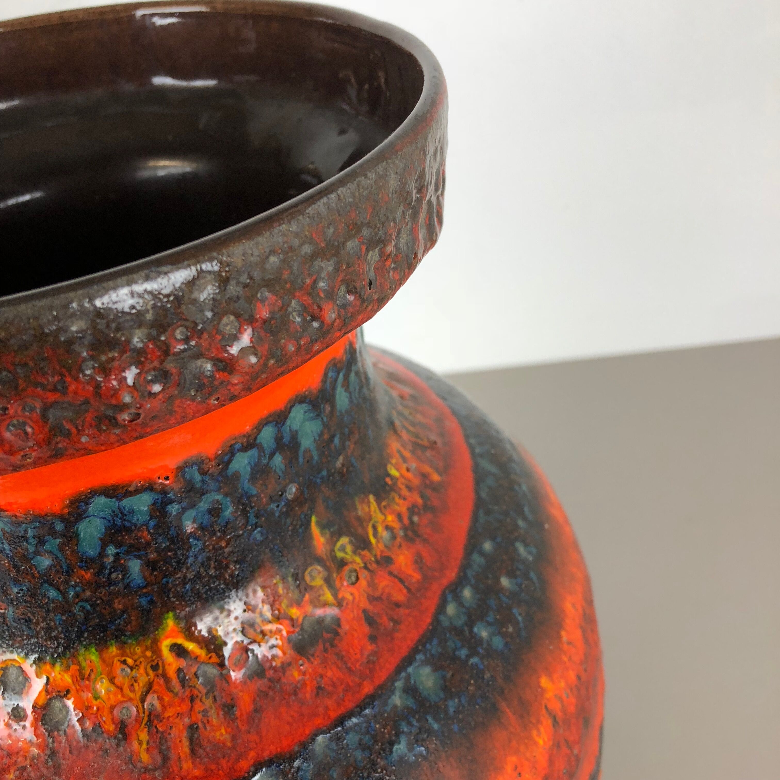 Multi-Color Pottery Fat Lava Multi-Color Floor Vase Made by Scheurich, Germany 1970s