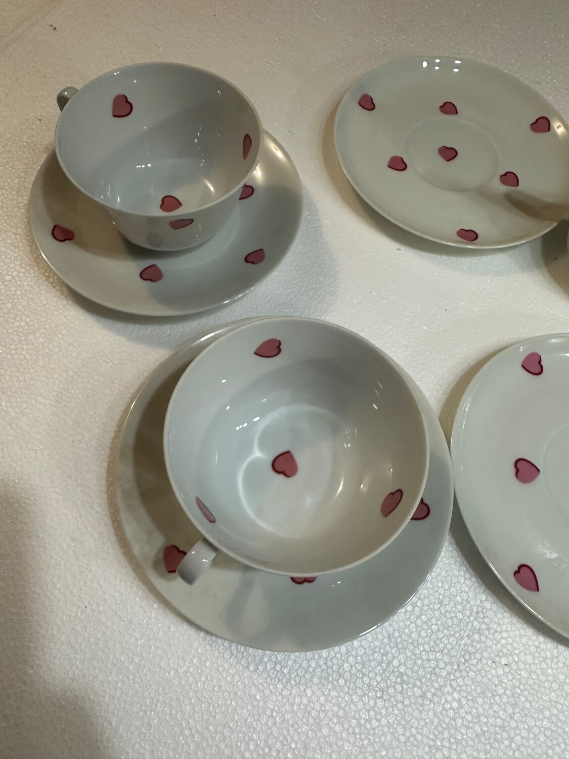 Breakfast Service D. Porthault Limoges Pink Hearts 10 Pcs