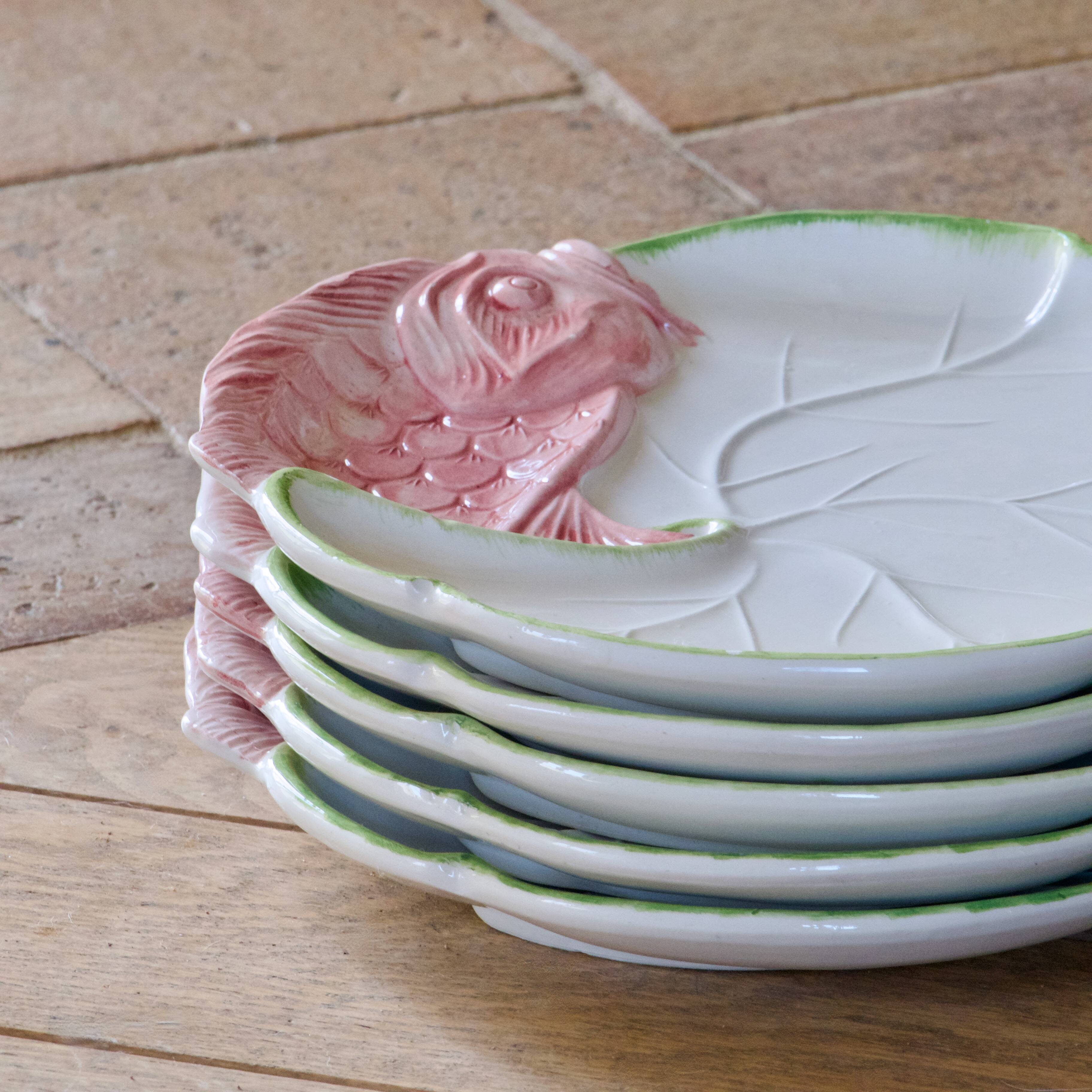 Large majolica plates signed Chaumette Paris