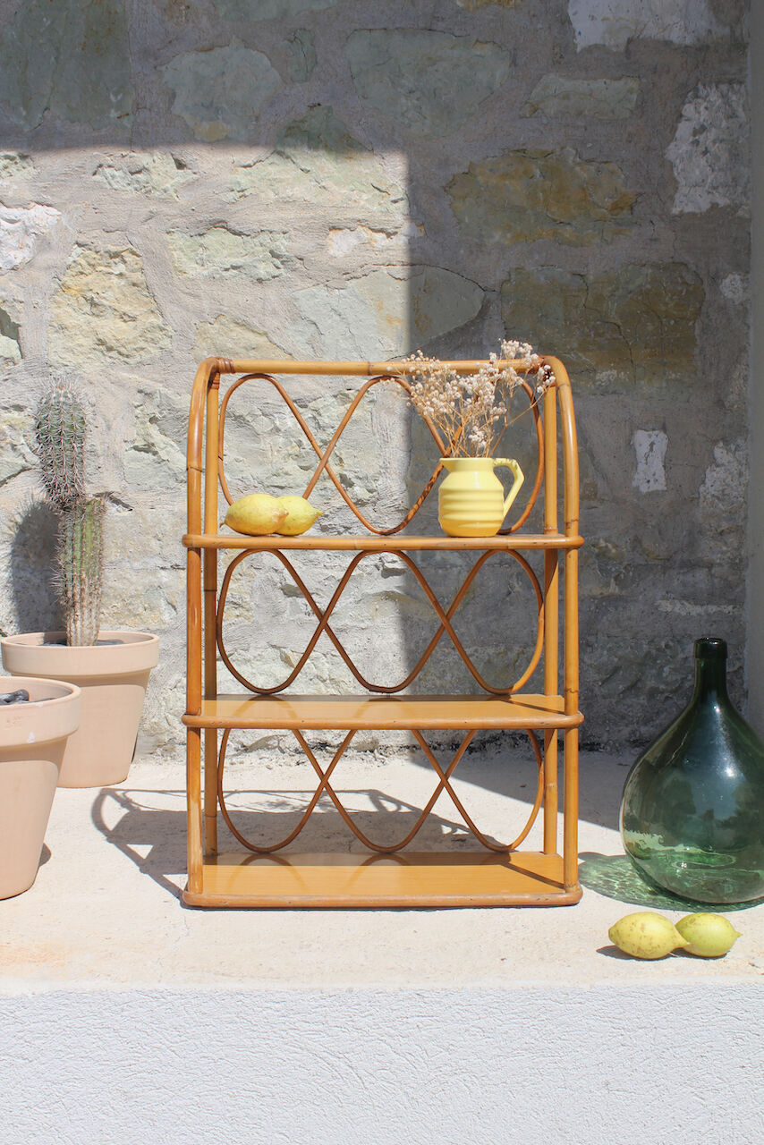 Etagère rotin vintage