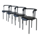 4 postmodern black leather armchairs from Cidue, Italy, 1990s