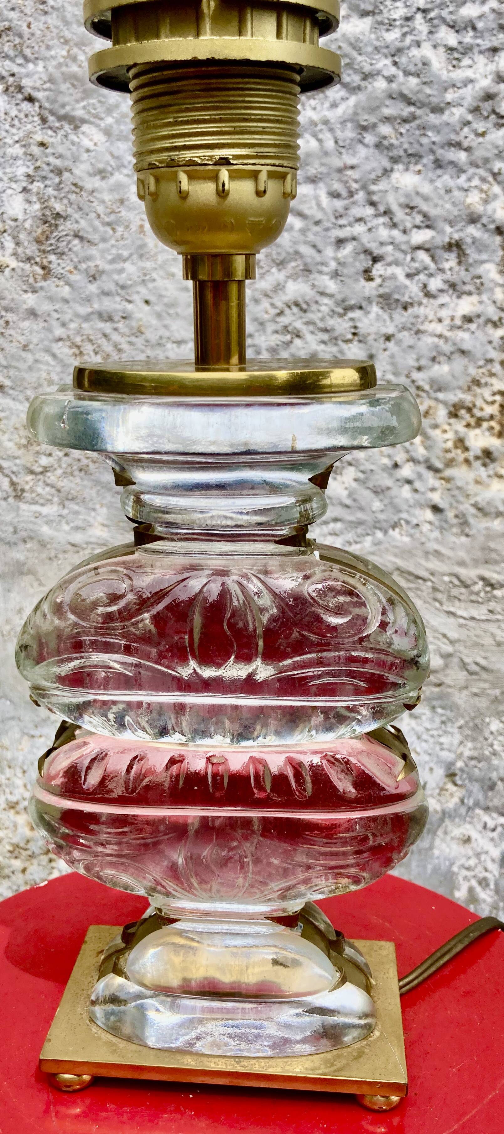 Glass Desk Lamp with Baguès House Urns, 1950s vintage