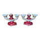 Pair of Limoges porcelain candlesticks with hand-decorated decoration – red and gold